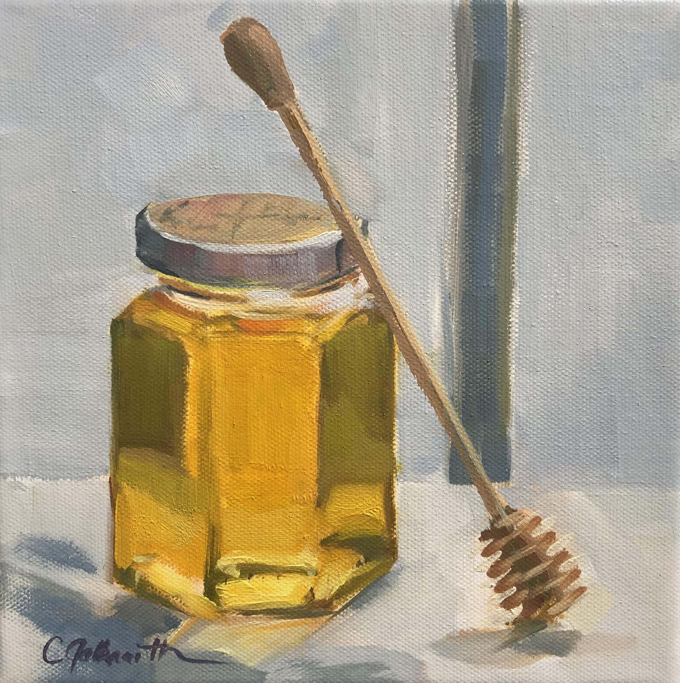 Jar of Honey on Windowsill